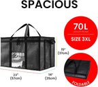 NZ home Insulated Bags for Food Delivery (3XL) Grocery Shopping Cooler Bag, Pizza Delivery, Hot & Cold Catering Tote, Reusable, Foldable & Heavy Duty (10 Pack, Black)