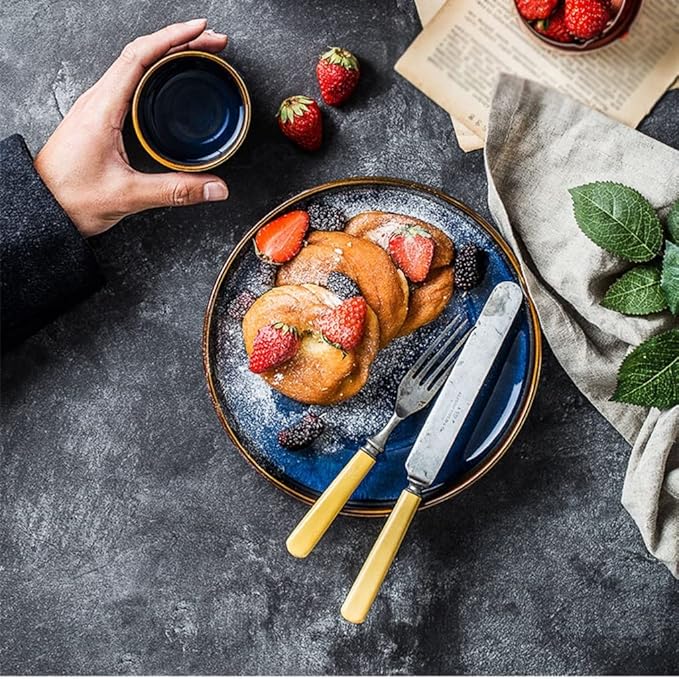 Camping Plates Serving Plate Tray Ceramic Plate Creative Tableware Plate Restaurant Steak Plate Flat Plate Decorative Plate(27cm)