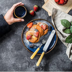 Camping Plates Serving Plate Tray Ceramic Plate Creative Tableware Plate Restaurant Steak Plate Flat Plate Decorative Plate(24cm)