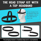 Headlamp Strap Replacement Headband for Black Diamond Petzl Pelican Fenix Streamlight, Elastic Headlight Strap and Top Headband 1” Width Comfortable Band, Silicone Anti-Slip, 4 Pcs