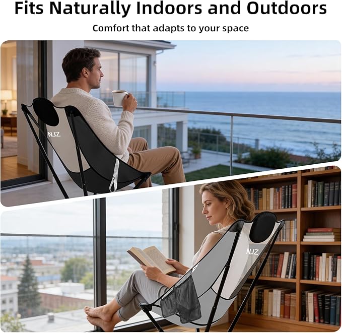 High-Back Folding Chair for Indoor & Outdoor Use — Comfortable High-Back Support, Easy One-Piece Setup, Stable Aluminum Frame, Portable Chair for Backyard, Camping & Everyday Relaxation