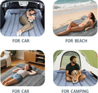Car Air Mattress - Inflatable Camping Bed Compatible with Tesla Model Y, Thickened Flocked AirBed for Trunk/Backseat/Sedan/SUV/RV, Sleeping Pad with Pump and 2 Pillows for Camping Travel Outdoor Grey