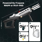 Propane Torch Gun, Powerful Cooking Grill Torch Gun, Adjustable Flamethrower Multi Use Blow Torch for BBQ, Campfire, Charcoal Wood Grills Lighter(Tank Not Included)