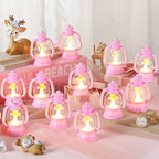 Ferraycle 12 Pcs Mini Lantern Decor 4 Inch Western Lantern Table Centerpiece Small Vintage Camping Hanging Lamp Ornaments Bulk for Cowboy Cowgirl Wedding Halloween Christmas (4 Inch,Pink)