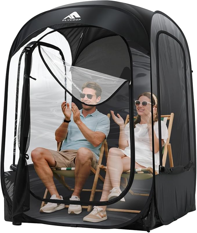 Sports Tent: Flycoop Portable Weather Pop Up Pod 2 Person to Provide Shelter from Wind Rain and Cold Weather Shelter for Outdoor Activities, Sports Events, Camping and Hiking