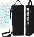 Golf Cooler Bag Plus Ice Pack Soft Sided Insulated Cooler Bag- Holds 6 Pack of Cans or 2 Wine Bottles - Grey Camo Golf Beer Sleeve Black Fits Discreetly in Golf Bags