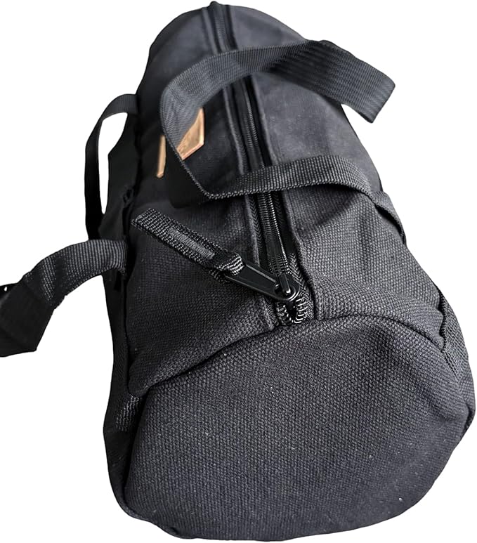 TBACW Canvas Tool Storage Bag with Zipper - Organizer for Tools, Tent Stakes & Poles, Durable Fabric Utility Pouch for Outdoor Hunting Hiking Camping Gear (Black)