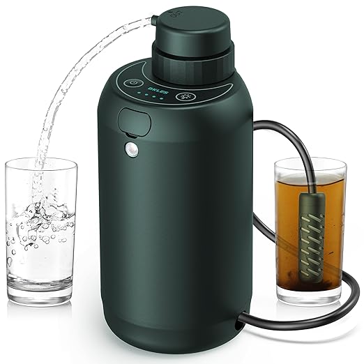 Camping Water Filter – Water Filtration System Survival with 0.01 Micron, 6-Stage Portable Water Filter, Electric Emergency Water Purifier with SOS Light for Hiking, Travel, Backpacking – Green