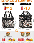 Lunch Box For Men Women Double Deck Insulated Lunch Bag For Men Woman Leakproof Expandable Cooler Bag with Adjustable Shoulder Strap for Work Picnic School(Leopard,Medium)