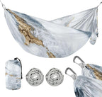White and Gold Marblexture Hammocks Cloth Hammock for Camping Travel Accessories