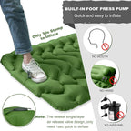 MEETPEAK Camping Sleeping Pad with Pillow, Extra Thickness Inflatable Camping Mat with Foot Pump, Durable Waterproof Lightweight Camping Air Mattress for Hiking Backpacking Traveling