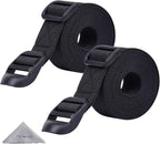 Wisdompro Sleeping Bag Strap, 2 Pack of Heavy Duty Utility Straps for Backpacking, Sleeping Bag Compression, Luggage, Camping, Hiking with Plastic Buckle - 68 inch, Black