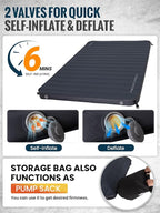 KingCamp Self Inflating Sleeping Pad, Insulated Air & Foam Camping Mattress 2 Person for All Seasons, 3" Thick Full Double Size Sleeping Mat for Camp Tent Outdoor Car, PVC Free，R 3.5/7.9 Dual Side