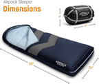 Kids Sleeping Bag with Built-in Pad (Fits Up to 4'6") All-in-One Inflatable Mattress Pad with Built-in Foot Pump - for Sleepovers, Camping and Travel (Blue/Gray)