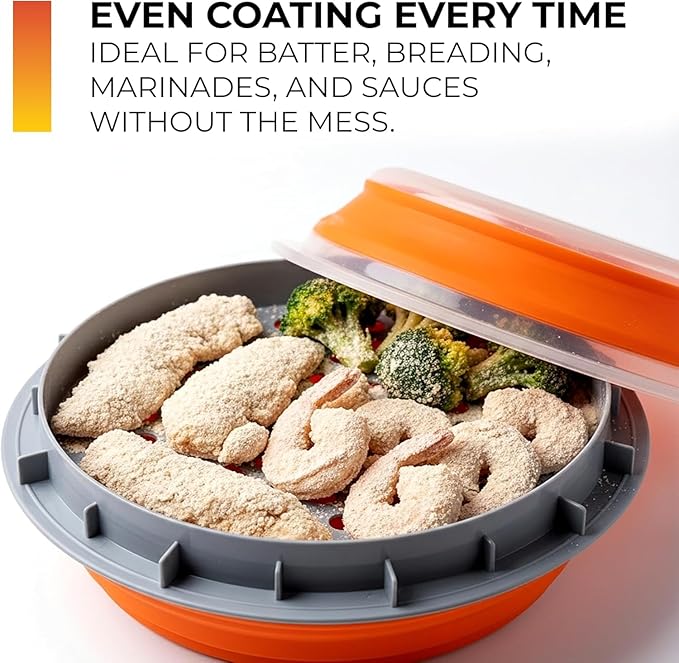 CanCooker Collapsible Plastic Batter Bowl | Mess-Free Breading Shaker Container & Mixer | Ideal for Fish Fry, Fried Chicken, Onion Rings, Wings & More - 2 Pack