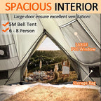 Backpacking Bell Tent with Top Stove Jack for All Year Living, 300D Oxford Waterproof Yurt Tents House for Camping Glamping, Parties, Outdoor Events-13/16.4FT