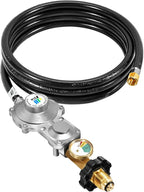GasSaf 10FT 2 Stage Propane Regulator with Hose for RV, Generators, Camp Stoves, Gas Grills, Heaters - Standard POL Connection Fits 5-100 lb Propane Tanks