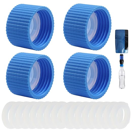 4 Pcs Water Filter Coupling with 20 Pcs Filter Cleaning Gasket with Seal Kit, Compatible 28mm External Threaded Water Filters Standard Plastic Bottles for Hiking/Camping