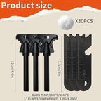 3PCS Magnesium Fire Starter with Striker, High Temp Magnesium Rod, Ferro Rod Fire Starter Survival Tool with 30Pack Waterproof Tinder and Steel Fire Striker for Camping, Hiking and Emergency