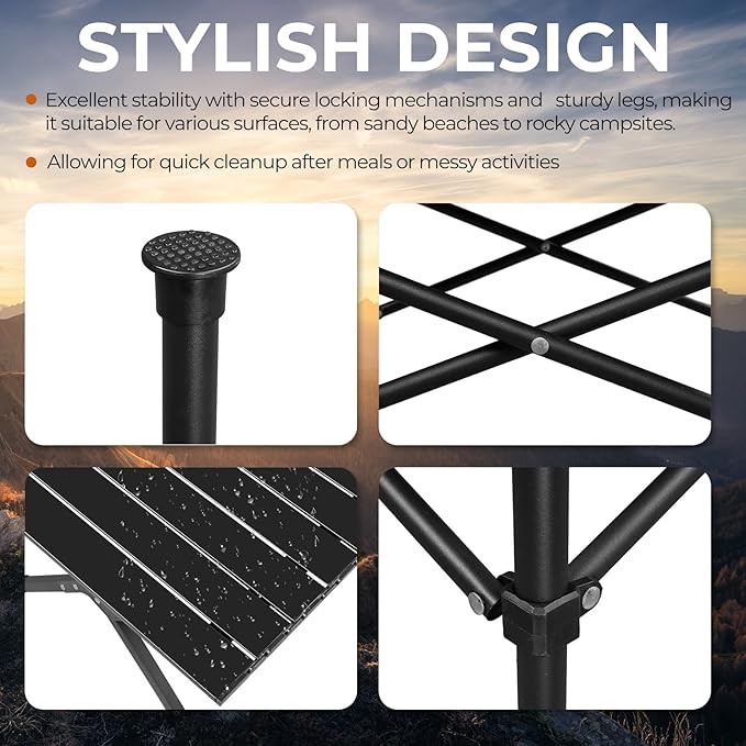 Outvita Beach Picnic Table, Lightweight Roll Up Low Camping Table, Portable Folding Table with Carrying Bag for Outdoor, BBQ, Sand, Picnic, Party, Patio 37.5 Inches