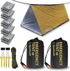 2 Pack Emergency Survival Tent, 2 Person Emergency Shelter Tube Tent All-Weather Protection for Camping, Hiking, & Survival Kits Includes 5 pcs Emergency Blanket Mylar