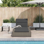 Sunbed with Floating Cushion Gray Poly Rattanrecliner Camping Chairs Tanning Chair Patio Suitable for Garden Courtyard