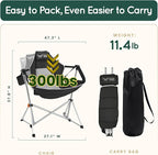 Hammock Camping Chair – Folding Swing Chair with Headrest & Cup Holder, 300 lbs Support, Breathable Mesh, Portable & Lightweight for Outdoor, Camping, Fishing, Patio & Travel