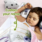 Custom Toddler Nap Mat for Preschool, Personalized Name Kids Sleeping Bag with Purple Elephant for Daycare, Roll Up Sleeping Mat with Removable Pillow and Soft Dot Minky Blanke for Girls Camping