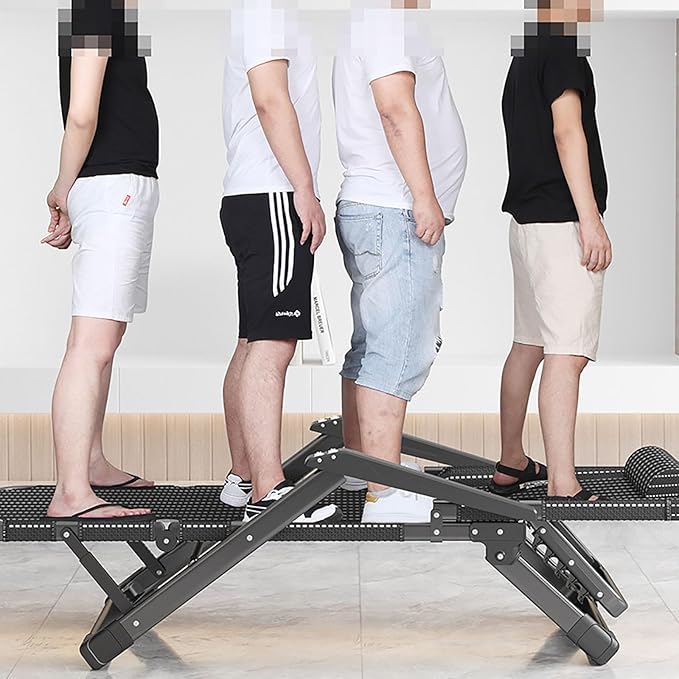 Folding Camping Cot with massage armrests, Outdoor Lounge Chair, Five-position backrest adjustment,10-position adjustable front legs, Sleeping Cots Bed, Heavy Duty Guest Bed for Home, Office Nap and O