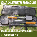 Campfire Pie Iron 4.9" Large Cast Iron Sandwich Maker for Camping 2 Pcs with Storage Bag - 21.7 inch Adjustable Handles - Campfire Cooking Equipment for Grilling & Outdoor Cooking