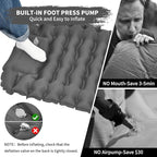 Camping Sleeping Pad, Connectable Design for Double Mat, Ultralight Inflatable Sleeping Mat with Pillow, Built-in Foot Pump, Portable Camping Air Mattress for Backpacking Hiking Tent (Grey)
