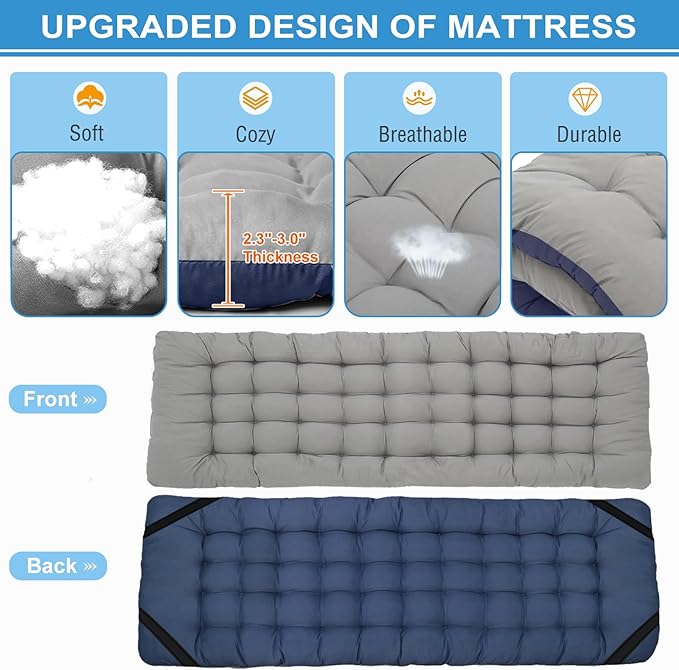 DoCred Folding Camping Cot with Mattress, 2 Pack Heavy Duty Folding Cot for Adults, Portable Sleeping Cot Bed Adults Outdoor Bed with Carry Bag, Travel Camp Cots
