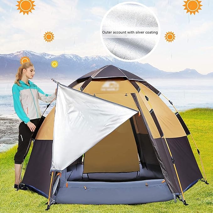 Instant Pop Up Tent Family Camping Tent 3/4/5/6/7/8 Person Portable Tent Automatic Tent Waterproof Windproof for Camping Hiking Mountaineering