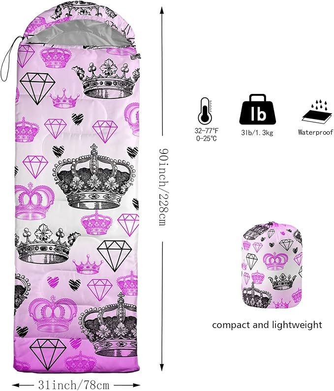 QOOMO Camping Sleeping Bags,3 Season Warm & Cool Weather,Lightweight,Waterproof Sleeping Bags for Adults & Kids,Traveling,and Outdoors,Camping Gear Equipment
