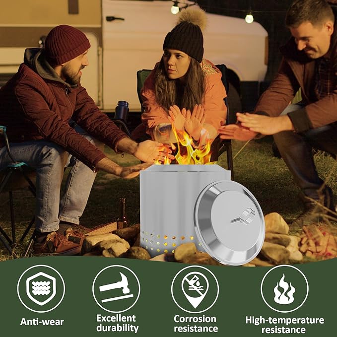 Tabletop Fire Pit Lid for Solo Stove Mesa XL 7", Portable Fire Pit Cover with Heat Resistant Handle, 304 Stainless Steel Mini Camping Stove Accessories for Prevent Hand Burns