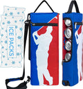 Golf Cooler Bag Plus Ice Pack Soft Sided Insulated Cooler Bag- Holds 6 Pack of Cans or 2 Wine Bottles - Grey Camo Golf Beer Sleeve Black Fits Discreetly in Golf Bags
