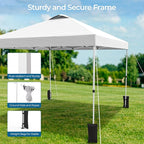 10x10 Pop Up Canopy Tent, Portable Outdoor Tent with Central Lock, UPF50+ Fabric, Sturdy Steel Frame and Adjust Feet for Outdoor Events, Camping, Parties, 4 Weight Bags, Silver White