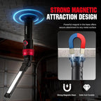 Magnetic Work Light,1200LM Magnetic LED Work Light Rechargeable Foldable Light Bar,360°Rotation 5 Modes, Portable Power Bank for Auto Repair,Grill,Camping and Outdoor(Red)