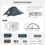 Naturehike Cloud Up 3 Person Backpacking Tent with Footprint - 3 Season Free Standing Lightweight 3 Person Camping Tent | with Footprint, Free Standing, Dome, Camping, Hiking, Waterproof