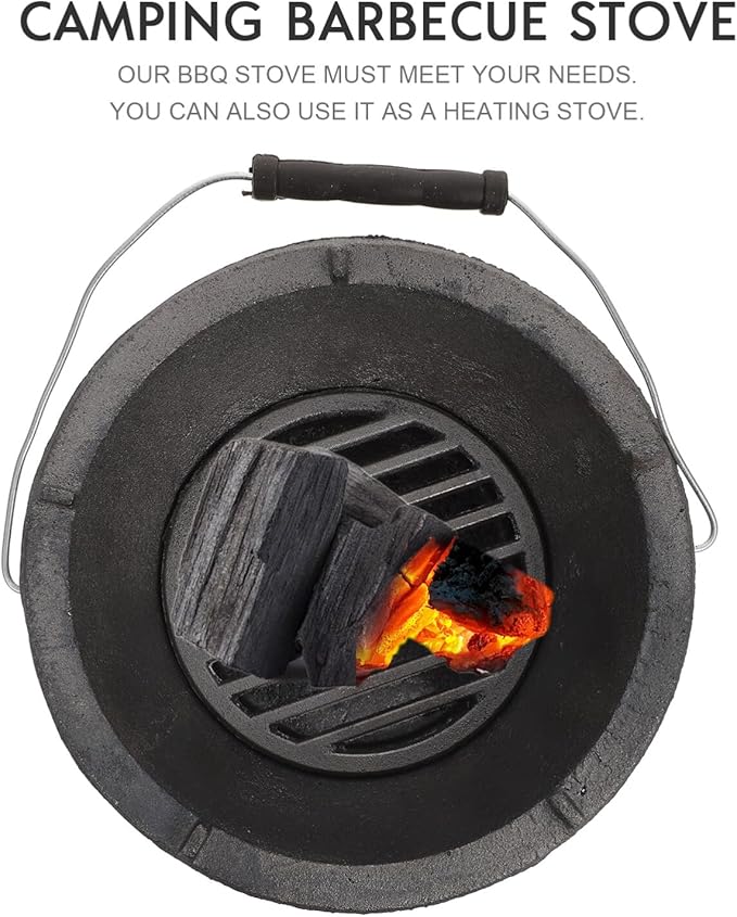 Cast Iron Charcoal Grill Japanese Tabletop BBQ Grill Mini Portable Hibachi Indoor Stove Camping Barbecue Tool BBQ Charcoal Stove 20cm