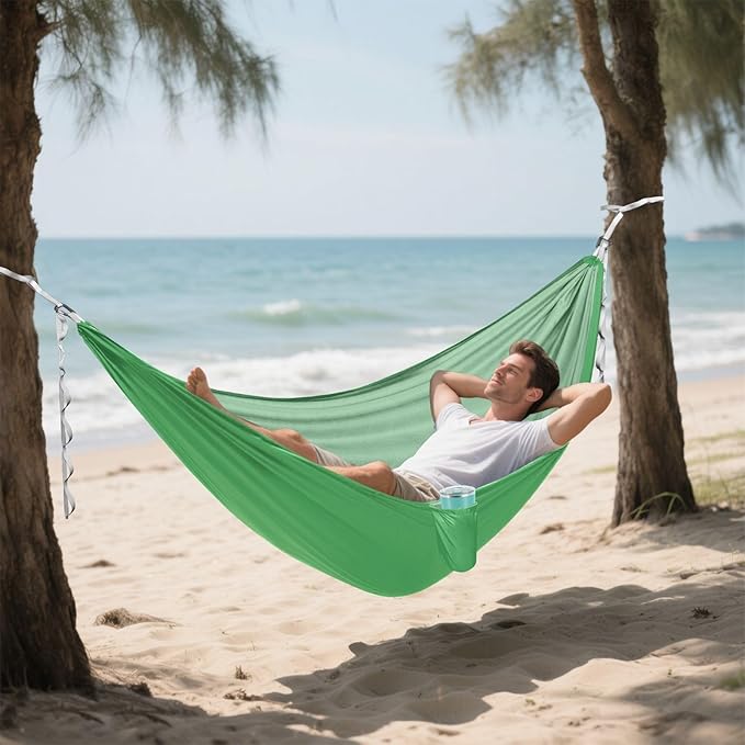 Yard Hammock Clover Green Portable Hammocks with Tree Straps 114" x 54"