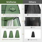 Wolfwise Pop Up Shower Tent, Portable Instant Changing Tent with Ventilation Window & Carry Bag, Privacy Bathroom Toilet for Beach, Camping & Outdoor, Width 40 ", Height 75 ", Green
