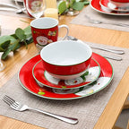 GaRcan Sudemota Dinner Plate Christmas Snowman 16/32-Piece Porcelain Dinner Tableware Set with Dinner Dessert Plate,Bowl,Mug Service for 4/8 Person/a/32-Piece