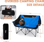 EMERIT Double Camping Chair Oversized Padded for Adults, Heavy Duty Folding Loveseat for Outdoor, Camping, Beach, Lawn, Concert 650LB