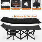 Portable Camping Cot, Sleeping Cots for Adults, 28" Extra Wide Heavy Duty Folding Cot Max Load 600LBS with Thick Mattress, Portable Camping Bed for Outdoor Camp/Office, Home Nap (Black)