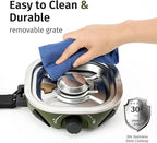 INFOOD Propane Camping Stove 20,000 BTU - Portable 2 Burner Gas Stove with Adjustable Flame Control, Piezo Ignition, Carry Bag & Propane Adapter Hose, Folding Design for Camp, BBQ, Tailgating, Green