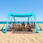 VEVOR Beach Tent Sun Shelter, UPF50+ Sun Protection, 6.6 ft Tall, 10 x 10 ft, Easy Pop Up Beach Canopy with Sandbags, Stability Poles, Sand Shovels, Portable Shade for Family, Camping, Fishing, Green