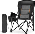 LET'S CAMP Oversized Camping Chairs 29.52" High Back Heavy Duty Lawn Chair Support 500LBS, Portable Collapsible Chair with Cup Holder, Side Pocket(Black)