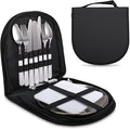 Camping Cutlery Set,Camping Silverware Kit Cutlery Organizer Utensil Picnic Mess Set,Travel Camping Portable Fork Spoons Plate Cutlery Set for Hiking, Picnic and Backpacking, Perfect for 1-2 Person (