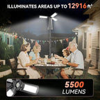 15000 mAh Rechargeable Camping Light with Stand, Cordless Work Light with 3 LED Lamp Heads, 5500 Lumens Dimmable Camping Essentials Gear Emergency Flashlight with 86" Detachable Tripod, Black